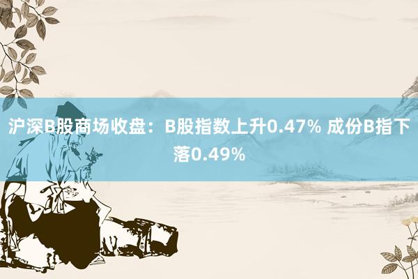 沪深B股商场收盘：B股指数上升0.47% 成份B指下落0.49%